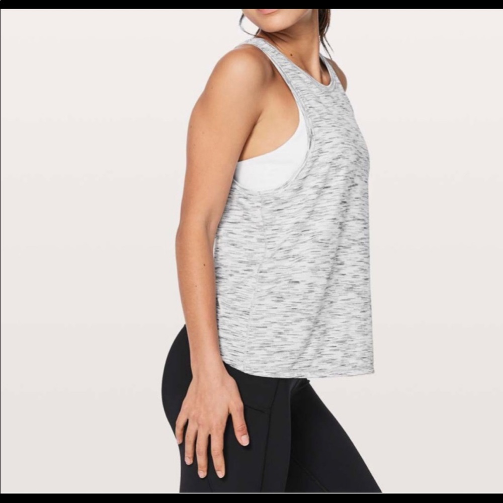 lululemon athletica Heathered White Tank Top